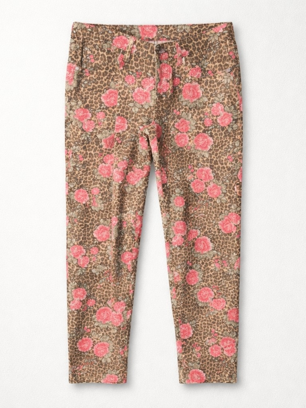 Girls' Brown Leopard & Pink Floral Print Leggings